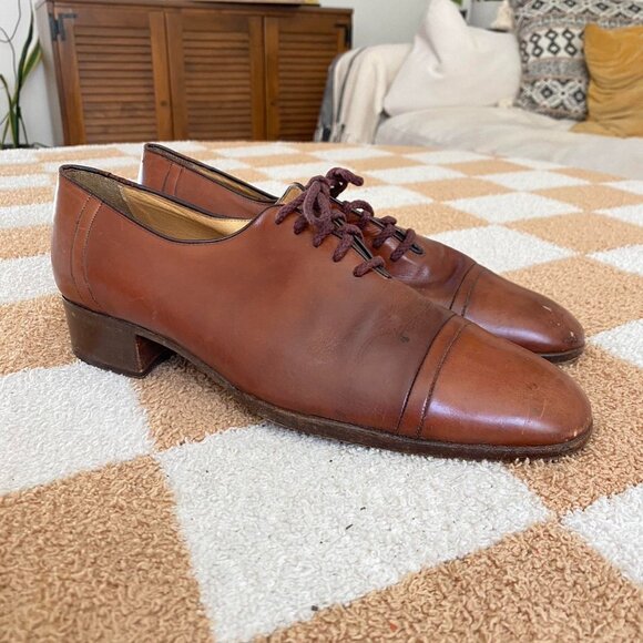 RICHARDS HANDCRAFTED LACE UO OXFORDS DRESS SHOE BROWN MADE IN ITALY TAN SIZE 7 M main image 7